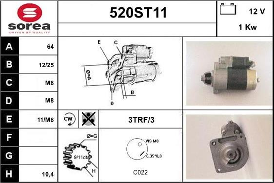 STARTCAR 520ST11 - Démarreur cwaw.fr