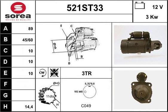 STARTCAR 521ST33 - Démarreur cwaw.fr