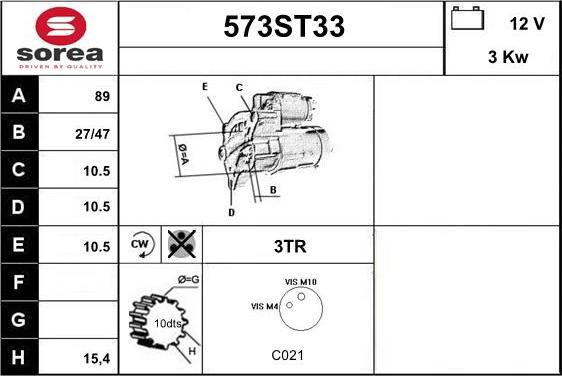 STARTCAR 573ST33 - Démarreur cwaw.fr