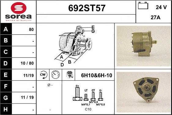 STARTCAR 692ST57 - Alternateur cwaw.fr