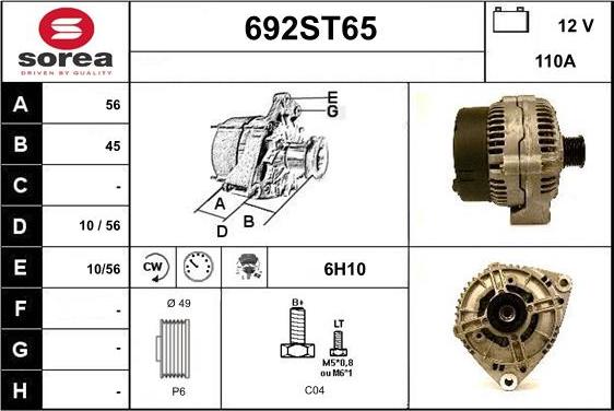 STARTCAR 692ST65 - Alternateur cwaw.fr