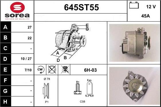 STARTCAR 645ST55 - Alternateur cwaw.fr