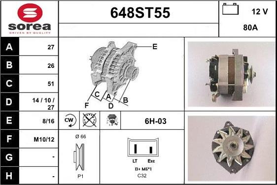 STARTCAR 648ST55 - Alternateur cwaw.fr