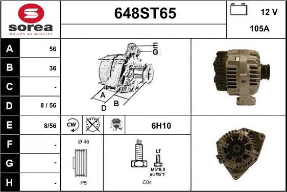 STARTCAR 648ST65 - Alternateur cwaw.fr