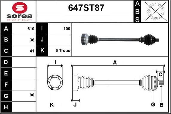 STARTCAR 647ST87 - Arbre de transmission cwaw.fr