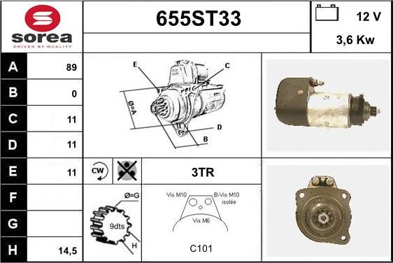 STARTCAR 655ST33 - Démarreur cwaw.fr