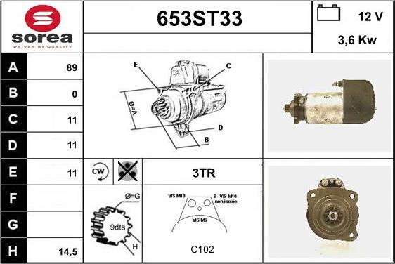 STARTCAR 653ST33 - Démarreur cwaw.fr