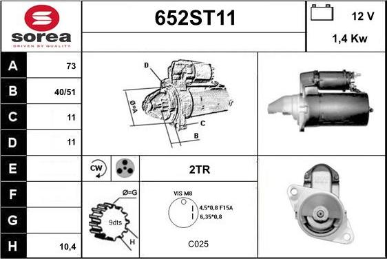 STARTCAR 652ST11 - Démarreur cwaw.fr