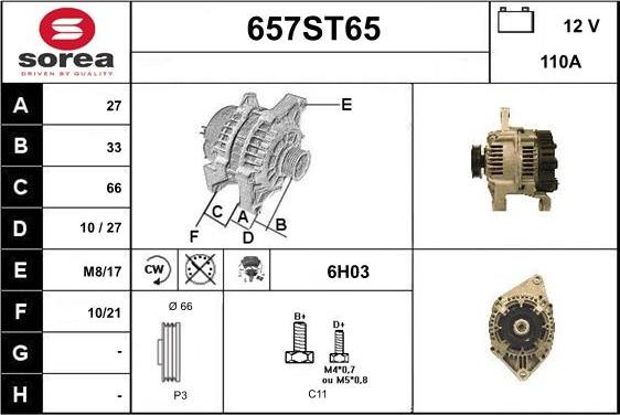 STARTCAR 657ST65 - Alternateur cwaw.fr