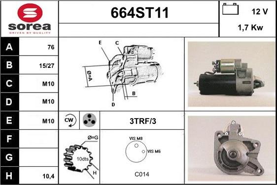 STARTCAR 664ST11 - Démarreur cwaw.fr