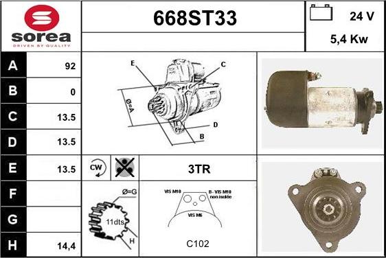 STARTCAR 668ST33 - Démarreur cwaw.fr