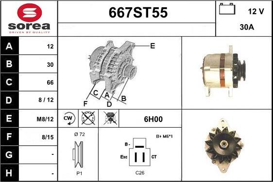 STARTCAR 667ST55 - Alternateur cwaw.fr