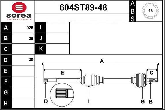 STARTCAR 604ST89-48 - Arbre de transmission cwaw.fr