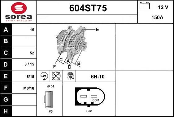 STARTCAR 604ST75 - Alternateur cwaw.fr