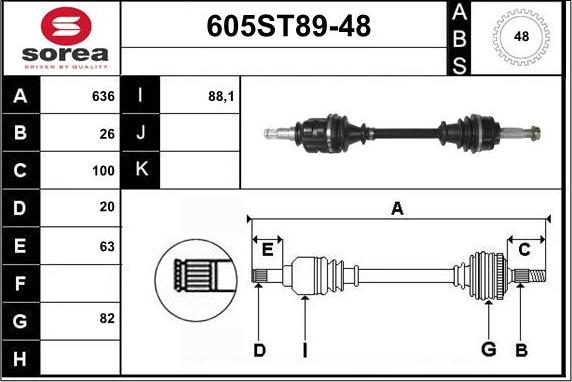 STARTCAR 605ST89-48 - Arbre de transmission cwaw.fr