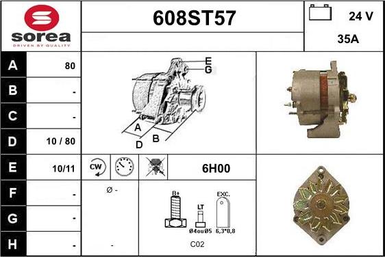 STARTCAR 608ST57 - Alternateur cwaw.fr