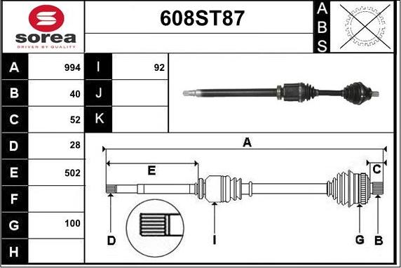 STARTCAR 608ST87 - Arbre de transmission cwaw.fr