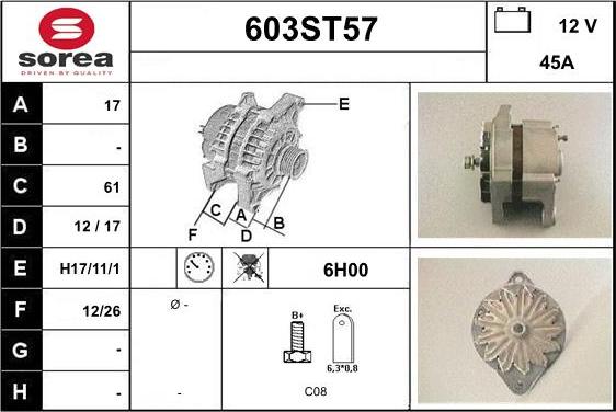 STARTCAR 603ST57 - Alternateur cwaw.fr