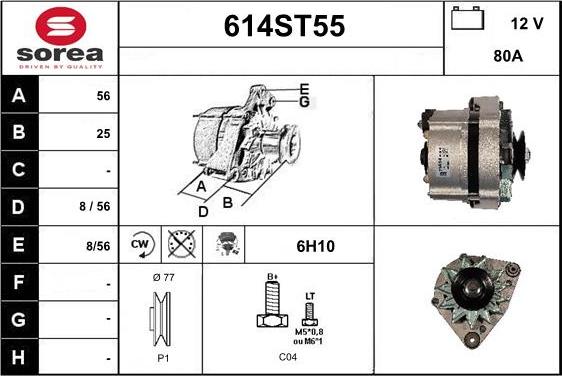 STARTCAR 614ST55 - Alternateur cwaw.fr