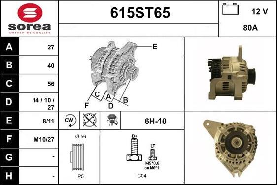 STARTCAR 615ST65 - Alternateur cwaw.fr