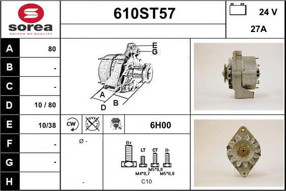 STARTCAR 610ST57 - Alternateur cwaw.fr