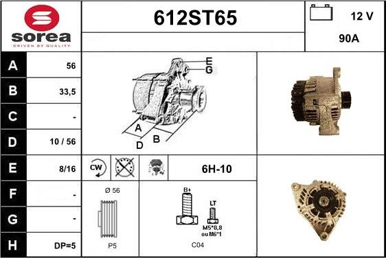 STARTCAR 612ST65 - Alternateur cwaw.fr