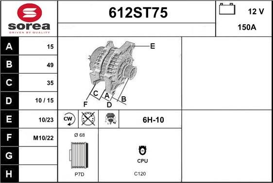 STARTCAR 612ST75 - Alternateur cwaw.fr