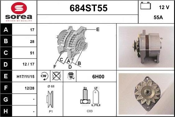 STARTCAR 684ST55 - Alternateur cwaw.fr