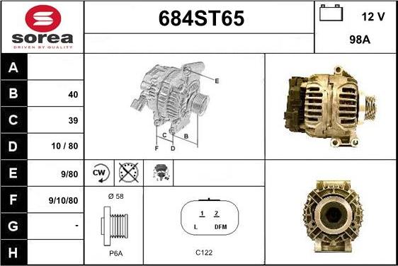 STARTCAR 684ST65 - Alternateur cwaw.fr