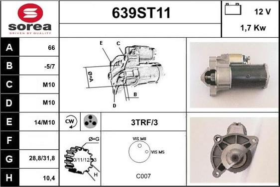 STARTCAR 639ST11 - Démarreur cwaw.fr