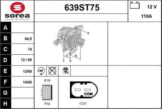 STARTCAR 639ST75 - Alternateur cwaw.fr