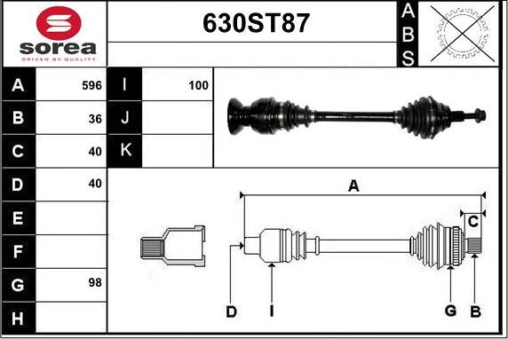 STARTCAR 630ST87 - Arbre de transmission cwaw.fr