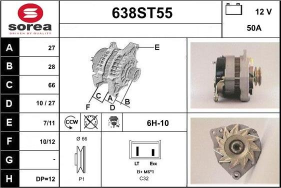 STARTCAR 638ST55 - Alternateur cwaw.fr