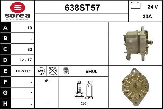 STARTCAR 638ST57 - Alternateur cwaw.fr