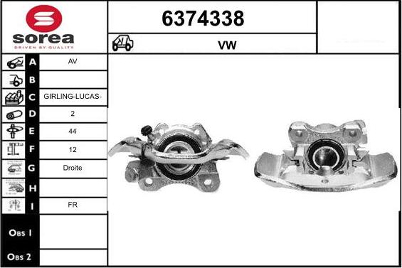 STARTCAR 6374338 - Étrier de frein cwaw.fr