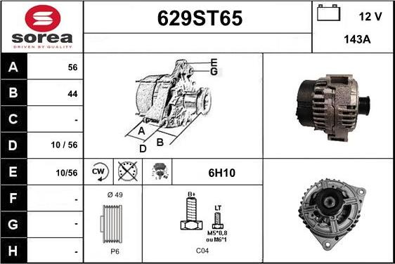 STARTCAR 629ST65 - Alternateur cwaw.fr