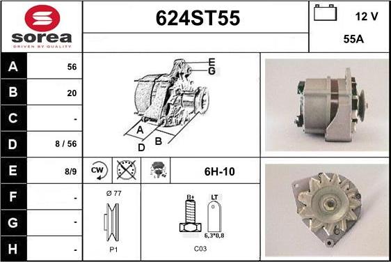 STARTCAR 624ST55 - Alternateur cwaw.fr