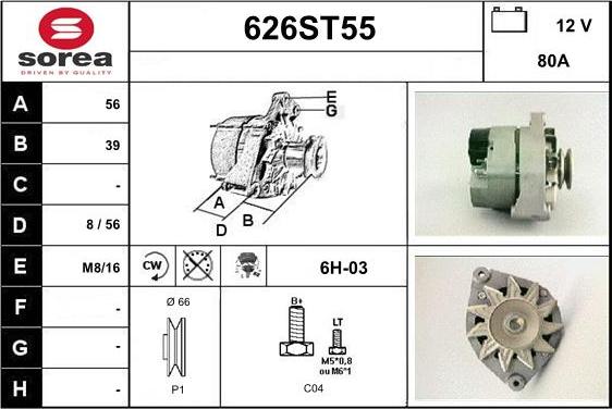 STARTCAR 626ST55 - Alternateur cwaw.fr