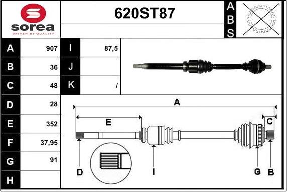 STARTCAR 620ST87 - Arbre de transmission cwaw.fr