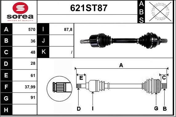 STARTCAR 621ST87 - Arbre de transmission cwaw.fr