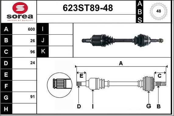 STARTCAR 623ST89-48 - Arbre de transmission cwaw.fr