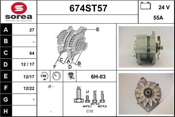 STARTCAR 674ST57 - Alternateur cwaw.fr