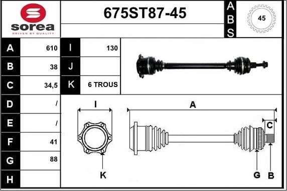 STARTCAR 675ST87-45 - Arbre de transmission cwaw.fr