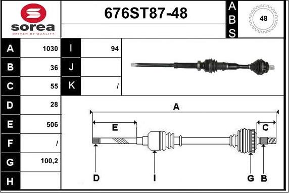 STARTCAR 676ST87-48 - Arbre de transmission cwaw.fr