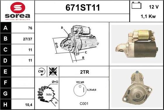 STARTCAR 671ST11 - Démarreur cwaw.fr