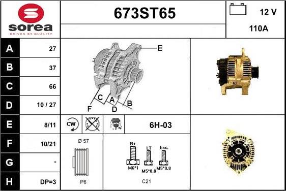 STARTCAR 673ST65 - Alternateur cwaw.fr