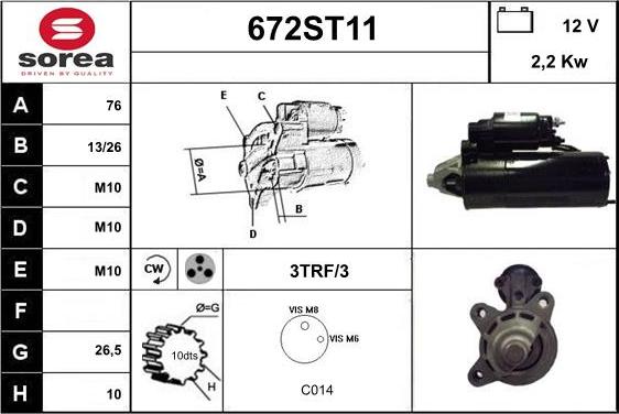 STARTCAR 672ST11 - Démarreur cwaw.fr