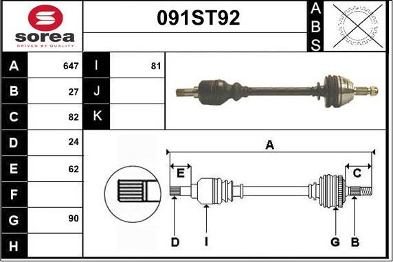 STARTCAR 091ST92 - Arbre de transmission cwaw.fr