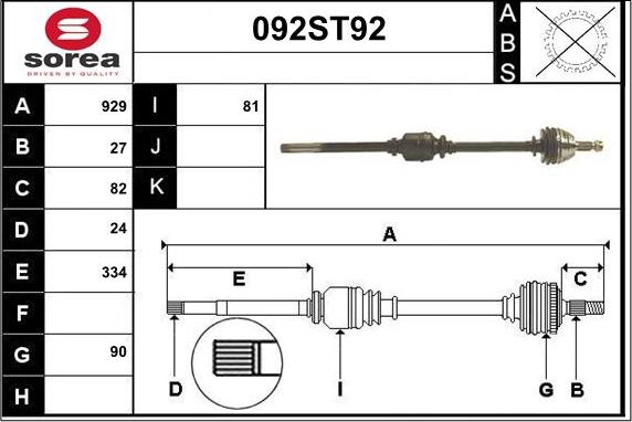 STARTCAR 092ST92 - Arbre de transmission cwaw.fr