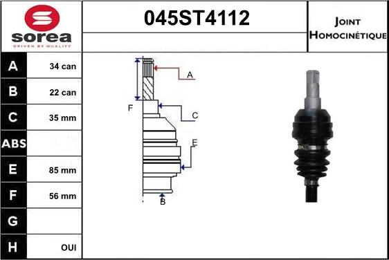 STARTCAR 045ST4112 - Jeu de joints, arbre de transmission cwaw.fr